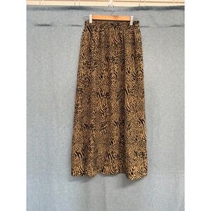 VTG Cactus Flower Womens L Large Animal Print Maxi Skirt Boho Elastic Waist Used